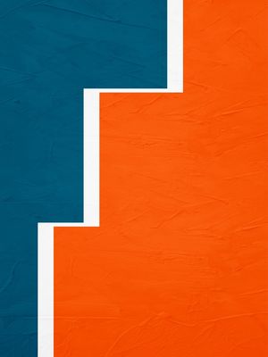 ARTE CONTEMPORÂNEA COLORIDA LARANJA AZUL - ABSTRATO GEOMETRICO - 398E2
