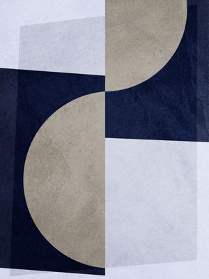 ARTE CONTEMPORÂNEA COLORIDA BEGE AZUL - ABSTRATO GEOMETRICO - 675A