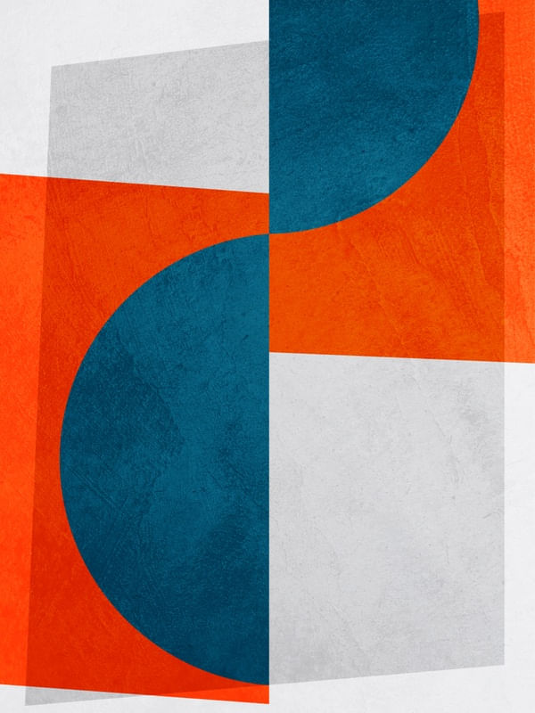 ARTE CONTEMPORANEA COLORIDA LARANJA AZUL - ABSTRATO GEOMETRICO - 675A3
