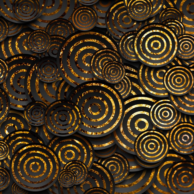 ARTE COLORIDA COM DETALHE DOURADO - ABSTRATO GEOMÉTRICO GOLD - 22C2 - Q