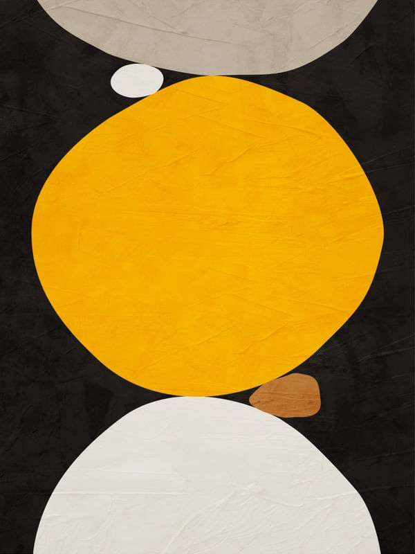 ARTE CONTEMPORÂNEA COLORIDA AMARELO PRETO - ABSTRATO ORGÂNICO - 229A2