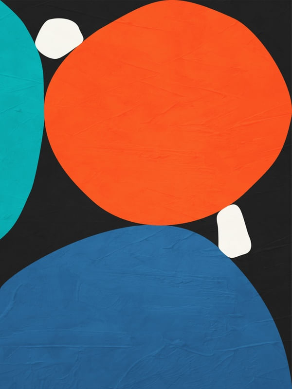 ARTE CONTEMPORÂNEA COLORIDA LARANJA AZUL - ABSTRATO ORGÂNICO - 229B2