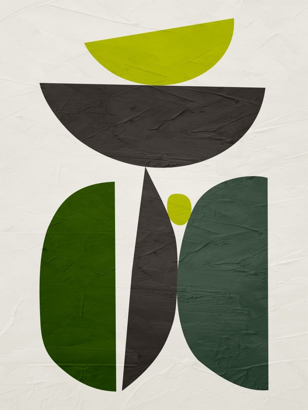 ARTE CONTEMPORÂNEA COLORIDA VERDE PRETO - ABSTRATO ORGÂNICO - 228A5