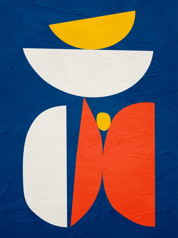 ARTE CONTEMPORÂNEA COLORIDA AZUL LARANJA - ABSTRATO ORGÂNICO - 228A6
