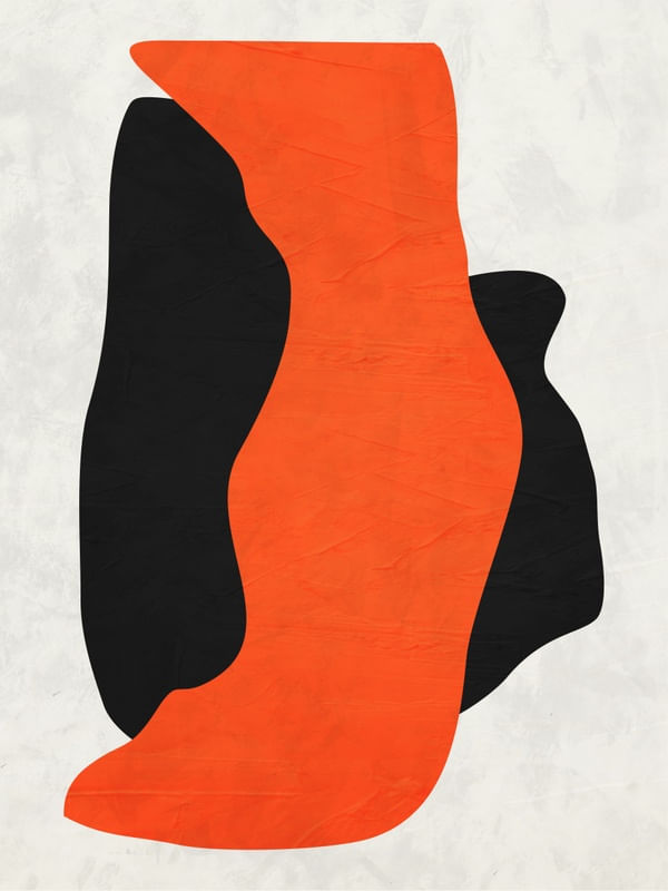 ARTE CONTEMPORÂNEA COLORIDA LARANJA PRETO - ABSTRATO ORGÂNICO - 234A