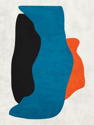 ARTE CONTEMPORÂNEA COLORIDA AZUL LARANJA - ABSTRATO ORGÂNICO - 234B