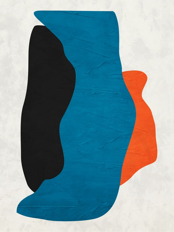 ARTE CONTEMPORÂNEA COLORIDA AZUL LARANJA - ABSTRATO ORGÂNICO - 234B