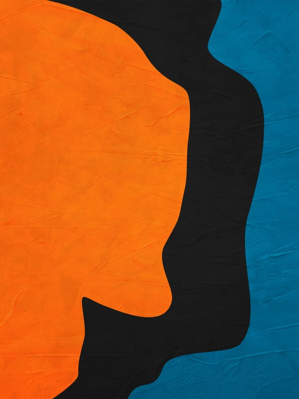 ARTE CONTEMPORANEA COLORIDA LARANJA AZUL - ABSTRATO ORGÂNICO - 233A3