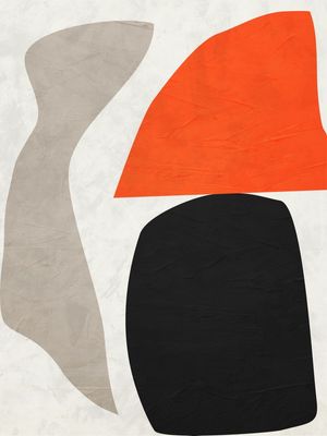 ARTE CONTEMPORANEA COLORIDA LARANJA PRETO - ABSTRATO ORGÂNICO - 232A