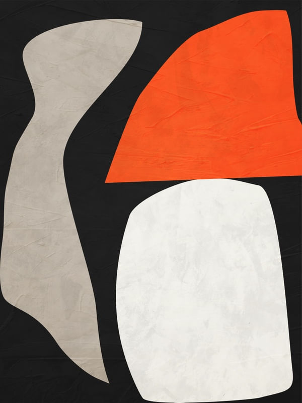 ARTE CONTEMPORANEA COLORIDA LARANJA PRETO - ABSTRATO ORGÂNICO - 232A2