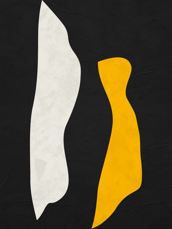 ARTE CONTEMPORANEA COLORIDA AMARELO PRETO - ABSTRATO ORGÂNICO - 231A2