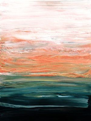 VIBRANT TIDE 2 LARANJA CERCETA VERDE - COLORIDO OCEANO MARE ONDAS PINTURA