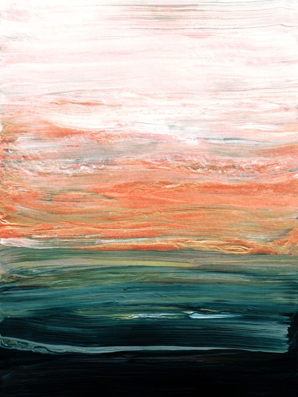 VIBRANT TIDE 2 LARANJA CERCETA VERDE - COLORIDO OCEANO MARE ONDAS PINTURA