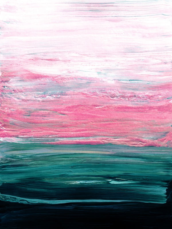 VIBRANT TIDE 3 ROSA CERCETA VERDE - COLORIDO OCEANO MARE ONDAS PINTURA