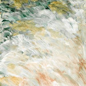EVERYTHING CHANGES 1 QUADRADO - PÊSSEGO BRANCO VERDE RESPINGO OCEANO ABSTRATO PINTURA