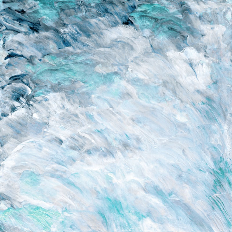 EVERYTHING CHANGES 4 QUADRADO - TURQUESA BRANCO CINZA RESPINGO OCEANO ABSTRATO PINTURA