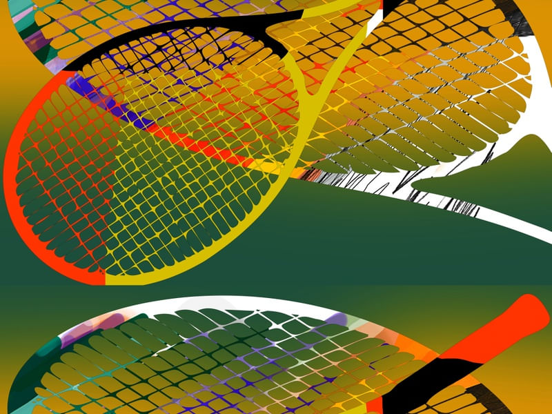 ABSTRATO GEOMÉTRICO RAQUETES ARTISTA GLORIA RIMES
