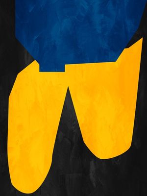 ARTE COLORIDA AMARELO AZUL - ABSTRATO ORGÂNICO - 301A4