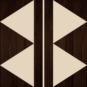 ARTE COLORIDA COM DETALHE EM MADEIRA MARROM - ABSTRATO GEOMETRICO WOOD - 20C - Q