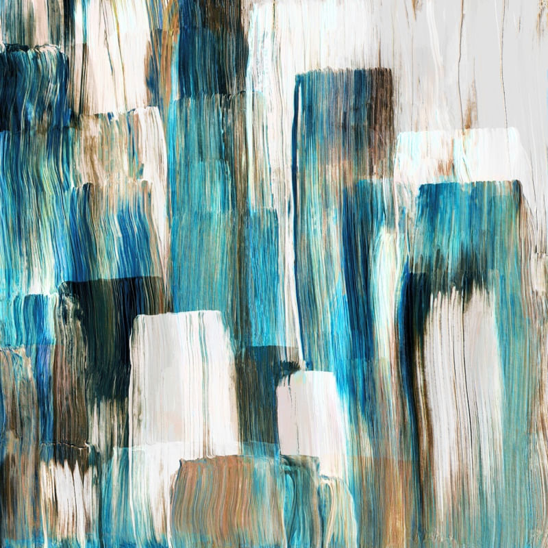 UNDONE 1 QUADRADO CERCETA AZUL - ABSTRATO ELEGANTE PINCELADAS PINTURA