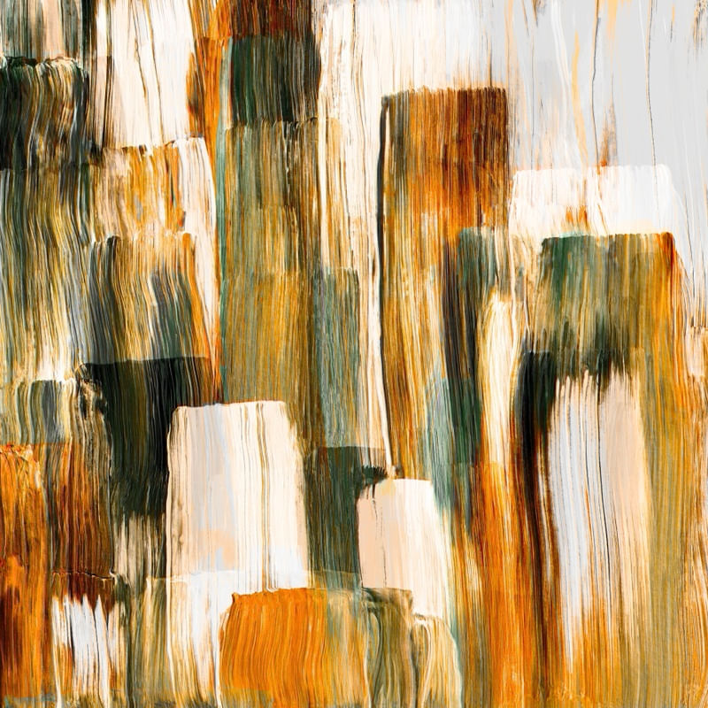 UNDONE 2 QUADRADO LARANJA VERDE - ABSTRATO ELEGANTE PINCELADAS PINTURA