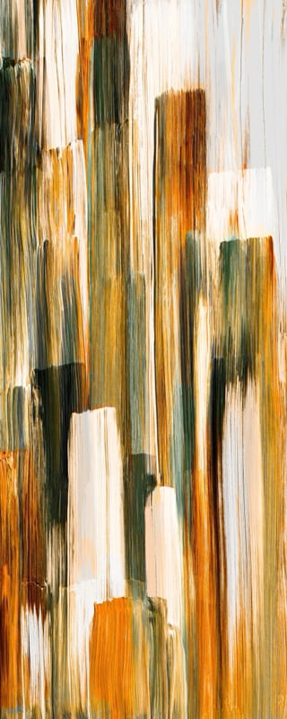 UNDONE 2 PANORAMICO VERTICAL LARANJA VERDE - ABSTRATO ELEGANTE PINCELADAS PINTURA