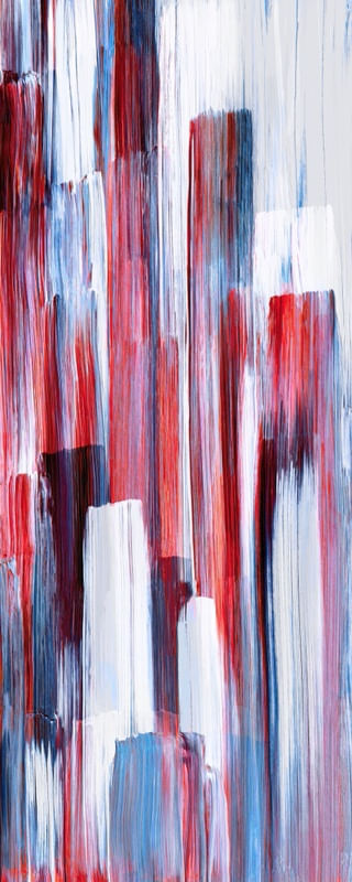 UNDONE 4 PANORAMICO VERTICAL VERMELHO AZUL BRANCO - ABSTRATO ELEGANTE PINCELADAS PINTURA