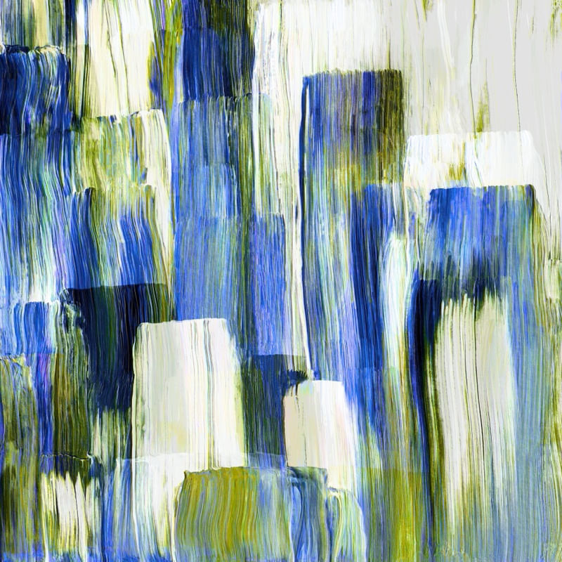 UNDONE 5 QUADRADO AZUL VERDE BRANCO - ABSTRATO ELEGANTE PINCELADAS PINTURA