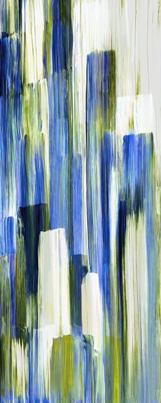 UNDONE 5 PANORAMICO VERTICAL AZUL VERDE BRANCO - ABSTRATO ELEGANTE PINCELADAS PINTURA