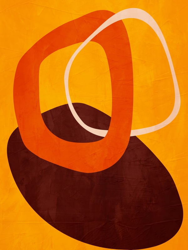 ARTE CONTEMPORANEA COLORIDA AMARELO LARANJA MARROM - ABSTRATO ORGÂNICO - 291A5