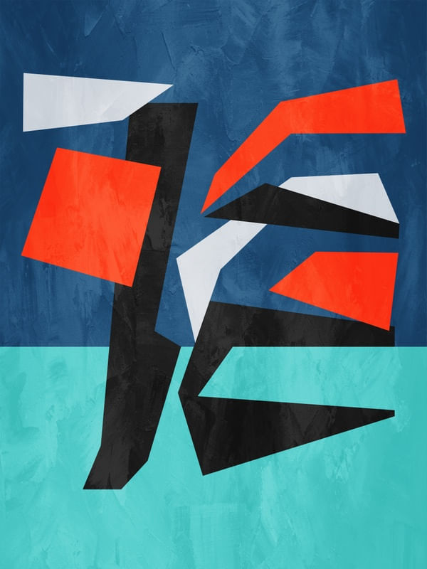 ARTE CONTEMPORANEA COLORIDA AZUL LARANJA VERDE - ABSTRATO ORGÂNICO - 297A2