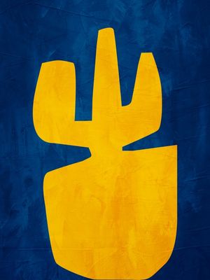 ARTE CONTEMPORANEA COLORIDA AMARELO AZUL - ABSTRATO ORGÂNICO - 302A5