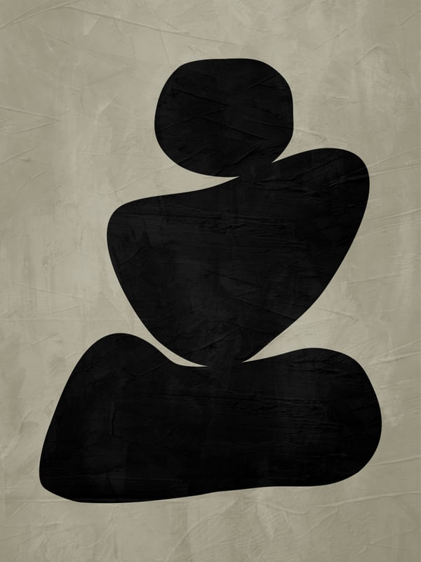 ARTE CONTEMPORANEA COLORIDA BEGE PRETO - ABSTRATO ORGÂNICO - 304A