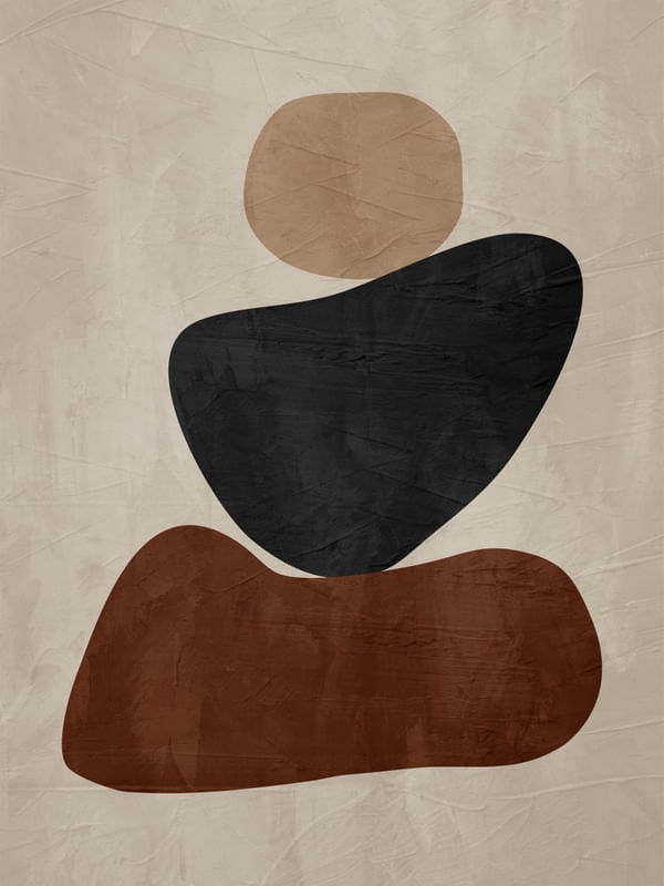 ARTE CONTEMPORANEA COLORIDA BEGE PRETO MARROM - ABSTRATO ORGÂNICO - 304B