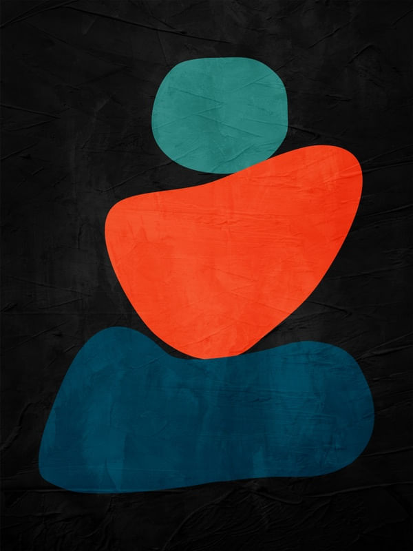 ARTE CONTEMPORANEA COLORIDA LARANJA PRETO AZUL - ABSTRATO ORGÂNICO - 304C