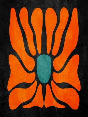 ARTE COLORIDA LARANJA PRETO - ABSTRATO ORGÂNICO - 289A