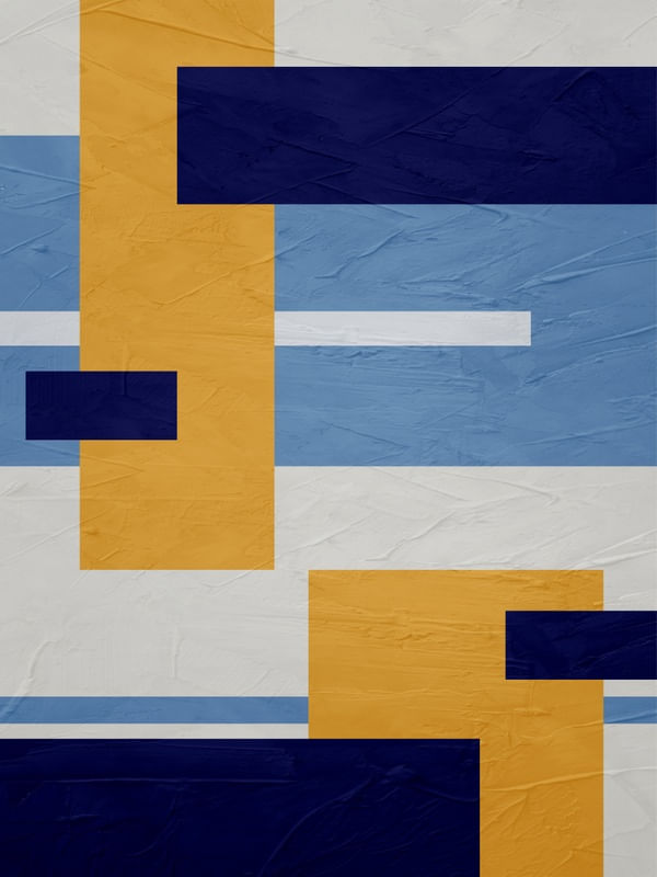 ARTE COLORIDA CONTEMPORANEA AMARELO AZUL - ABSTRATO GEOMETRICO - 695A