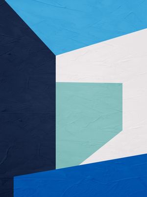 ARTE CONTEMPORANEA COLORIDA AZUL VERDE BRANCO - ABSTRATO GEOMETRICO - 646A