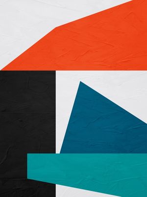 ARTE CONTEMPORANEA COLORIDA PRETO LARANJA AZUL - ABSTRATO GEOMETRICO - 646C
