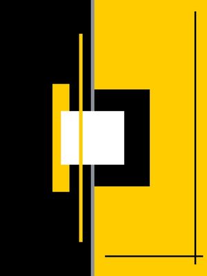 ARTE CONTEMPORANEA COLORIDA AMARELO PRETO BRANCO - ABSTRATO GEOMETRICO - 669A