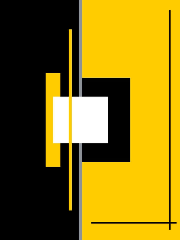ARTE CONTEMPORANEA COLORIDA AMARELO PRETO BRANCO - ABSTRATO GEOMETRICO - 669A