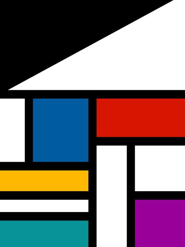 ARTE ESTILO MONDRIAN COLORIDA AZUL AMARELO VERMELHO - ABSTRATO GEOMETRICO - 556A