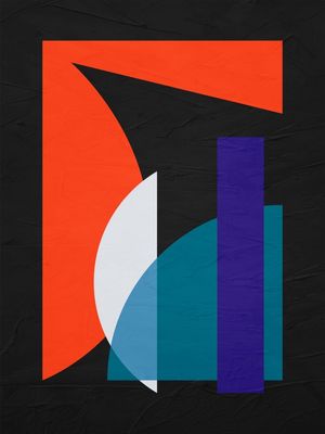 ARTE CONTEMPORANEA COLORIDA PRETO LARANJA AZUL - ABSTRATO GEOMETRICO - 684A2