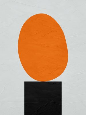 ARTE CONTEMPORANEA COLORIDA LARANJA PRETO CINZA - ABSTRATO GEOMETRICO - 685A