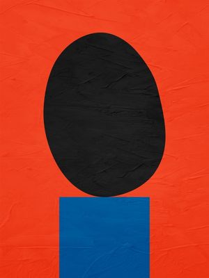 ARTE CONTEMPORANEA COLORIDA LARANJA PRETO AZUL - ABSTRATO GEOMETRICO - 685A3
