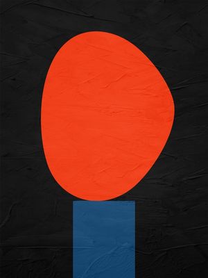 ARTE CONTEMPORANEA COLORIDA PRETO LARANJA AZUL - ABSTRATO GEOMETRICO - 686A3