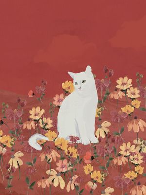 CAT IN A FIELD OF FLOWERS 2