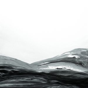 THE VIEW FROM UP HERE 6,CINZA PRETO E BRANCO MIN OCEANO ONDAS MONT NEUT PAISAG PINTURA