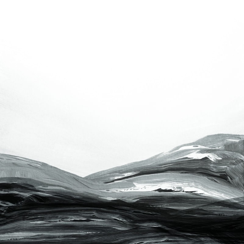 THE VIEW FROM UP HERE 6,CINZA PRETO E BRANCO MIN OCEANO ONDAS MONT NEUT PAISAG PINTURA