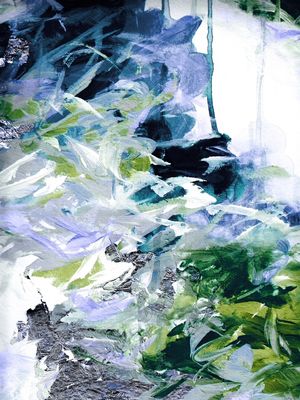 FLUX AND FLUTTER 2 TOLET VERDE BRANCO - ABSTRATO NUVENS ORGANICO PINTURA